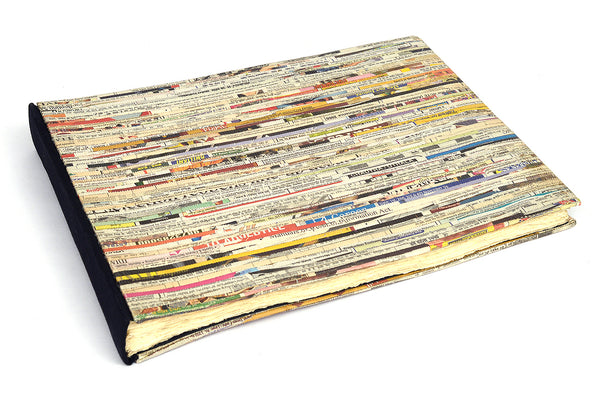 Newspaper Weave Quarter Bound Scrapbook, 10x14, Deckle-edged Album pages