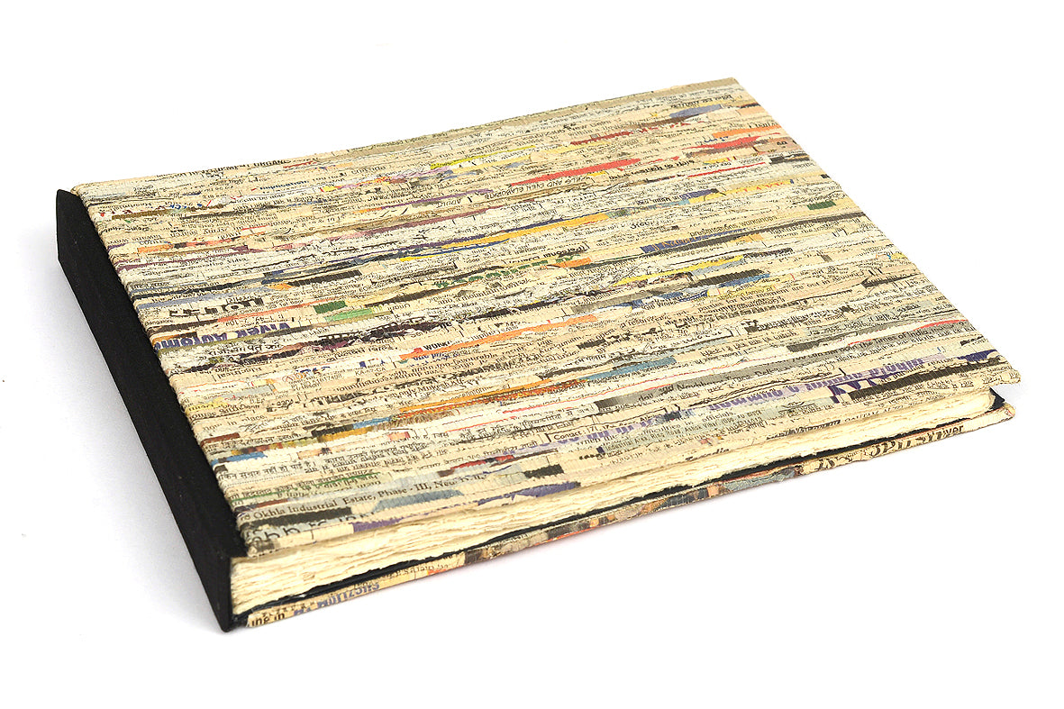 Newspaper Weave Quarter Bound Scrapbook, 7x10, Deckle-edged Album pages