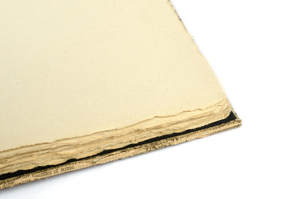 Newspaper Weave Quarter Bound Scrapbook, 10x14, Deckle-edged Album pages
