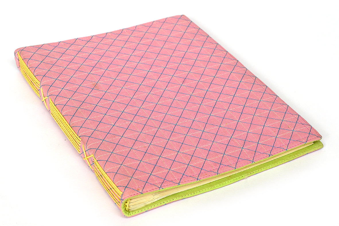  Quilted Cover Coptic Stitch Blank Pages Notebook Online 