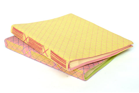  Quilted Cover Coptic Stitch Blank Pages Notebook Online 