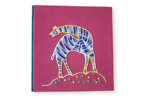 Giraffe 7x7 Journal Folk Animals Embroidery | Rickshaw Recycle