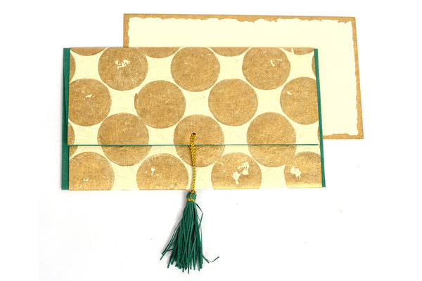 Gold Rounds Gift Envelopes with Cards, Set of 6, 8x4 each