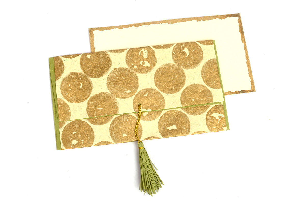 Gold Rounds Gift Envelopes with Cards, Set of 6, 8x4 each