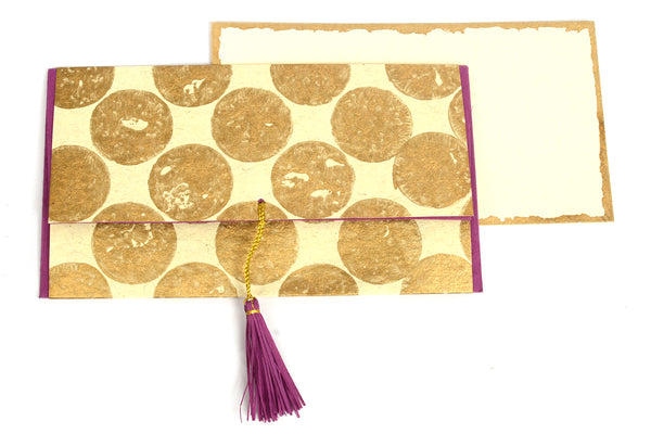 Gold Rounds Gift Envelopes with Cards, Set of 6, 8x4 each