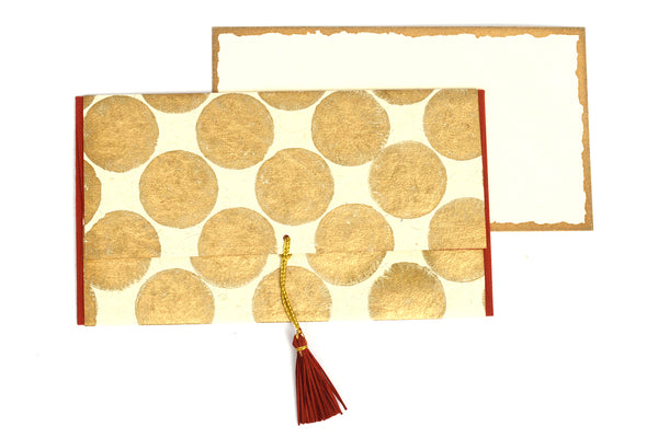 Gold Rounds Gift Envelopes with Cards, Set of 6, 8x4 each