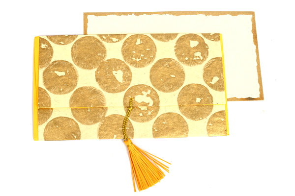 Gold Rounds Gift Envelopes with Cards, Set of 6, 8x4 each