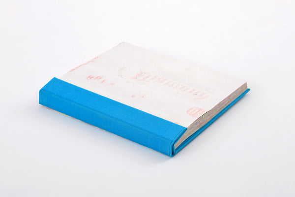 Coloured Cotton Hard cover Foldover book, A5, Reclaimed paper, Tearaway pages