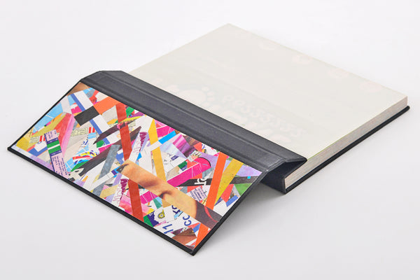 Coloured Cotton Hard cover Foldover book, A5, Reclaimed paper, Tearaway pages