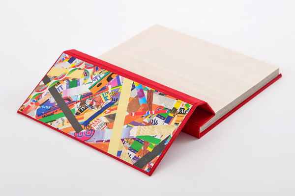 Coloured Cotton Hard cover Foldover book, A5, Reclaimed paper, Tearaway pages