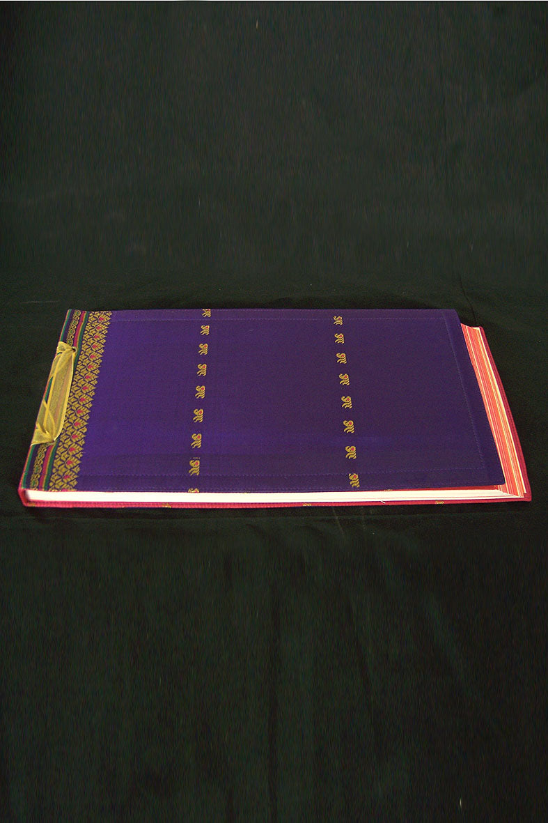 Sari with Border Ribbon Bound Scrapbook, 7x14,  Blank pages