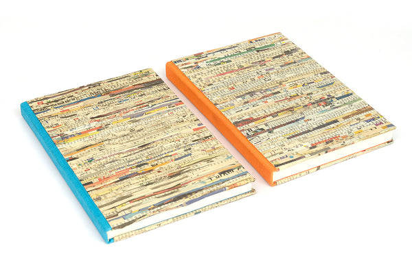 Newspaper Weave Quarter Bound Book, A5, Blank pages