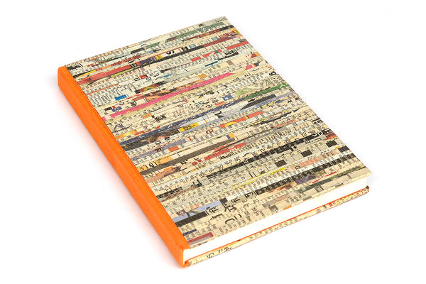 Newspaper Weave Quarter Bound Book, A5, Blank pages