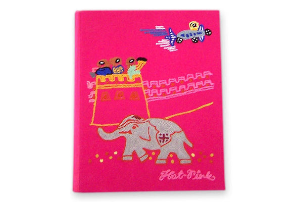 Hot Pink Jaipur A5 Journal Hand Embroidery Pink | Rickshaw Recycle