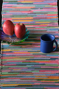 Painted Canvas Strips Handloom Weave Runner Online