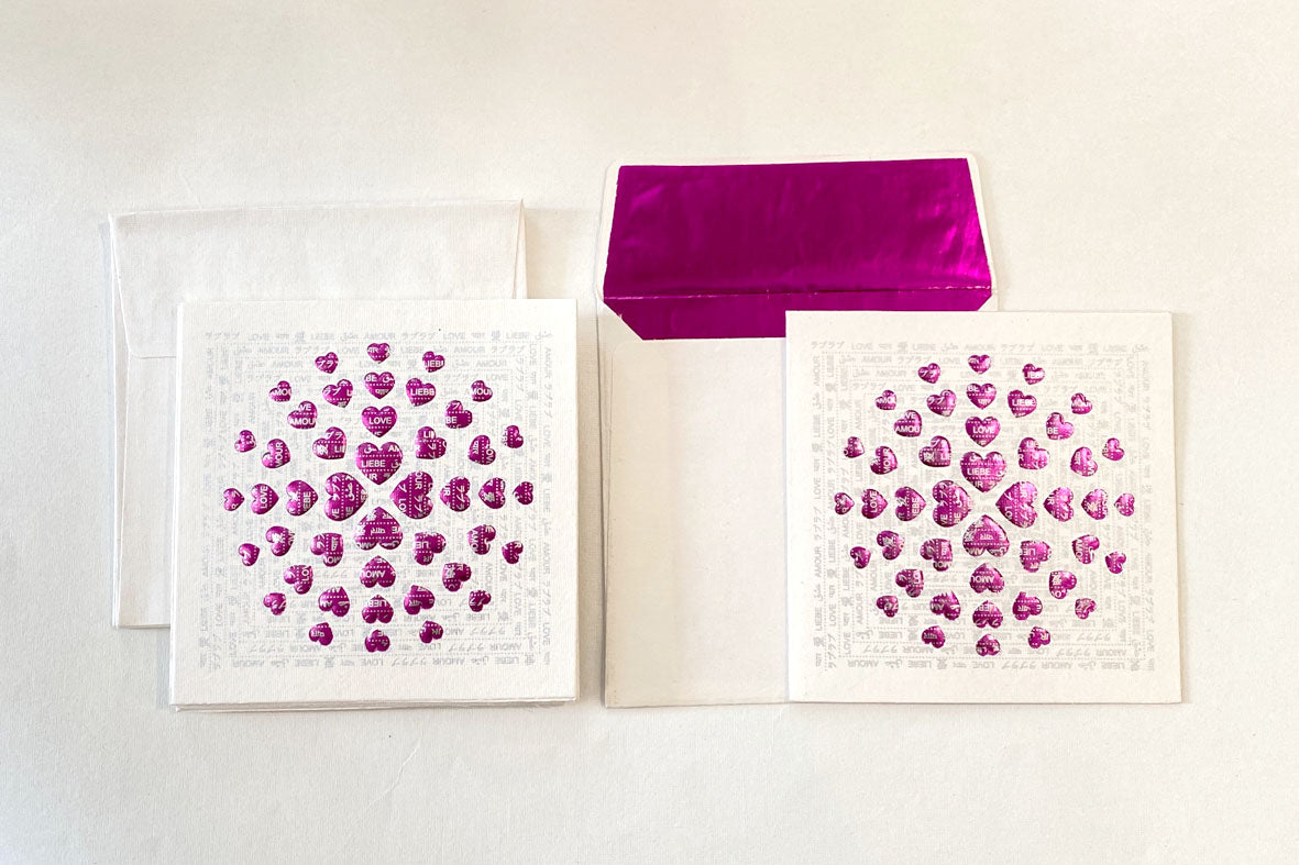 SPR Greeting/card Heart foil embossed overprint, Set of 6