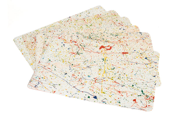 Double sided Paint splatter Advertising Vinyl Placemats, Set of 6, 12x17
