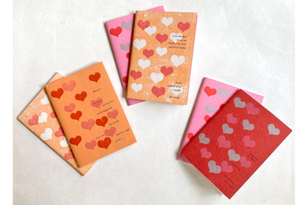 Notebook Heart pair A6 letterpress (Love Shairi)