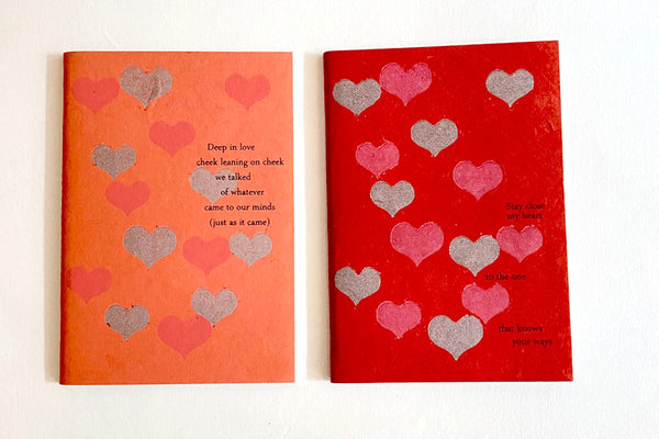 Notebook Heart pair A6 letterpress (Love Shairi)