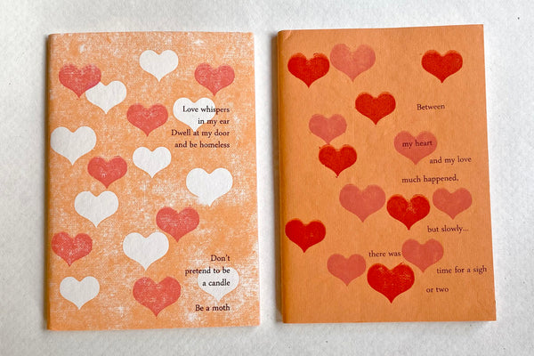 Notebook Heart pair A6 letterpress (Love Shairi)