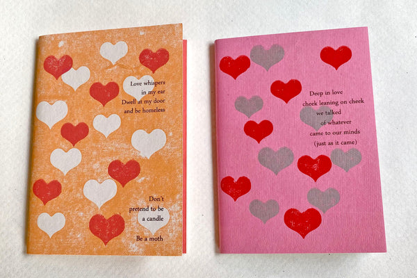 Notebook Heart pair A6 letterpress (Love Shairi)