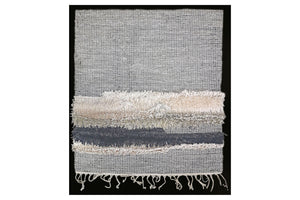 Black & White Paper strips Dari with fringed panel Wall Hanging