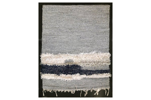 Black & White Paper strips Dari with fringed panel Wall Hanging
