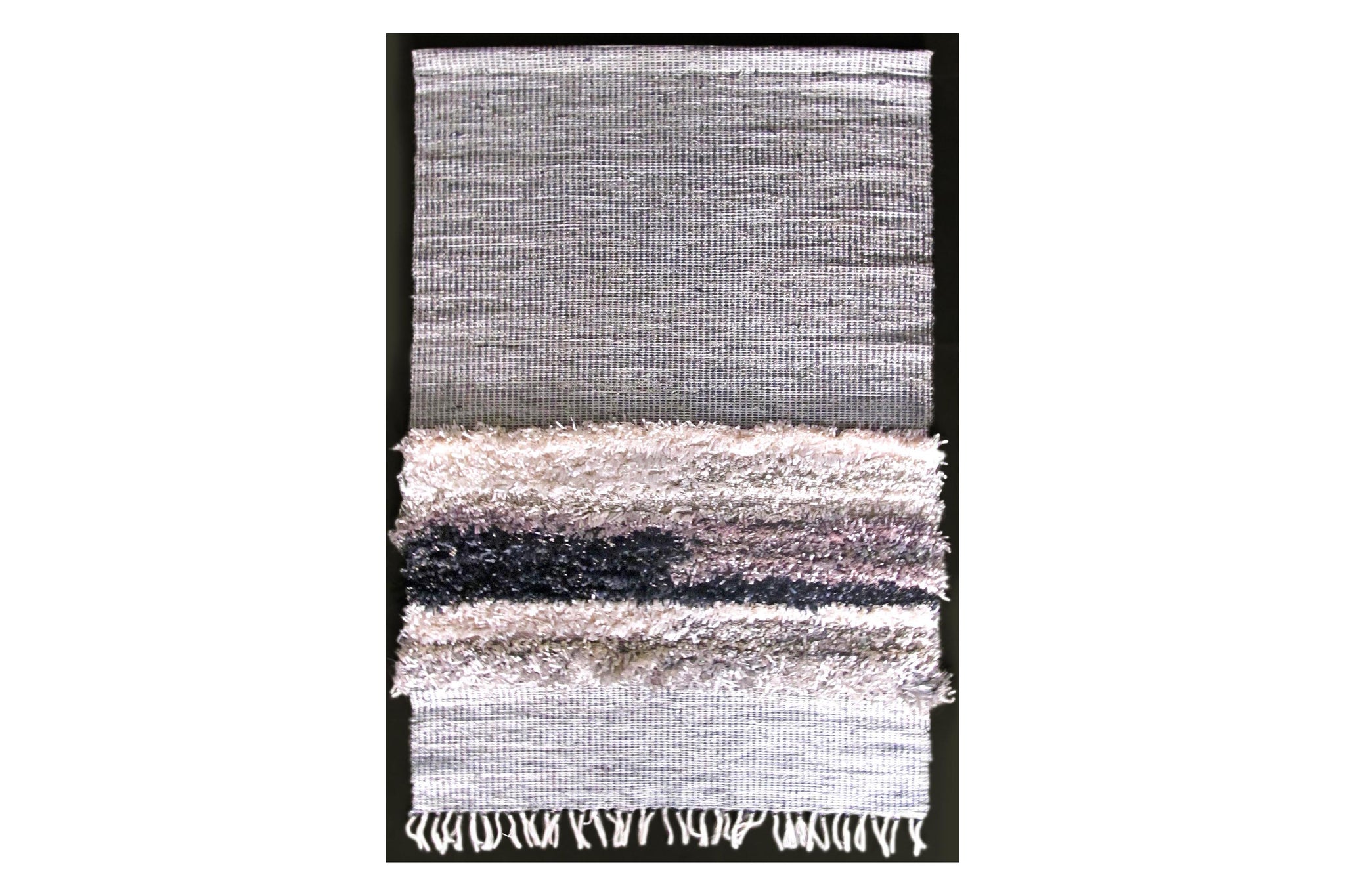 Black & White Paper strips Dari with fringed panel Wall Hanging