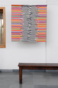 Brights/Black & White Fusion Paper weave Wall Hanging, 41x41