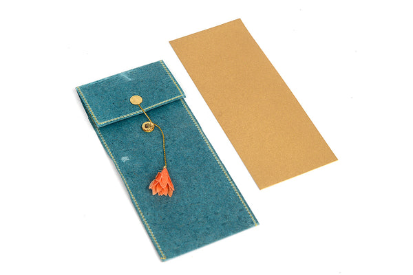 Waxed Banana paper Decorative envelope with card, set of 6, 9x3.5