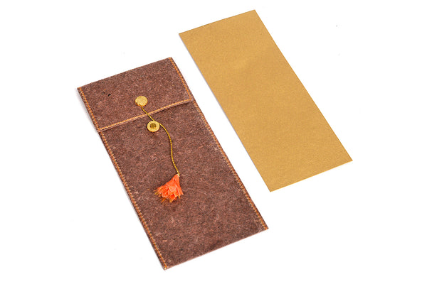 Waxed Banana paper Decorative envelope with card, set of 6, 9x3.5