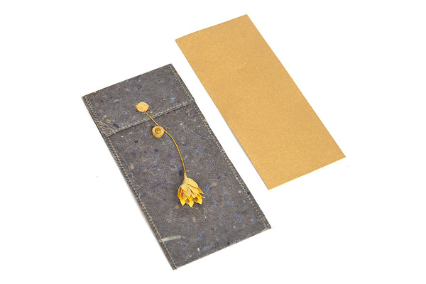 Waxed Banana paper Decorative envelope with card, set of 6, 9x3.5