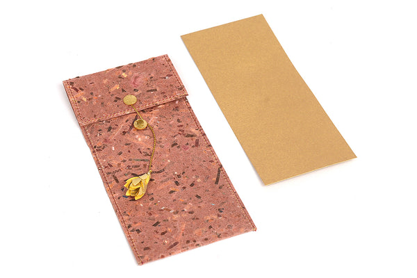 Waxed Banana paper Decorative envelope with card, set of 6, 9x3.5