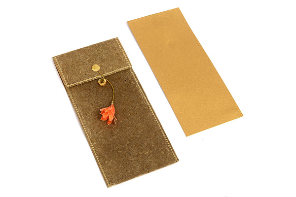 Waxed Banana paper Decorative envelope with card, set of 6, 9x3.5