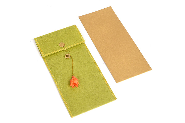 Waxed Banana paper Decorative envelope with card, set of 6, 9x3.5