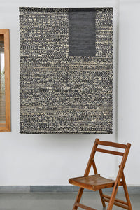 Black & White Stencilled/Painted Canvas Strips Wall Hanging