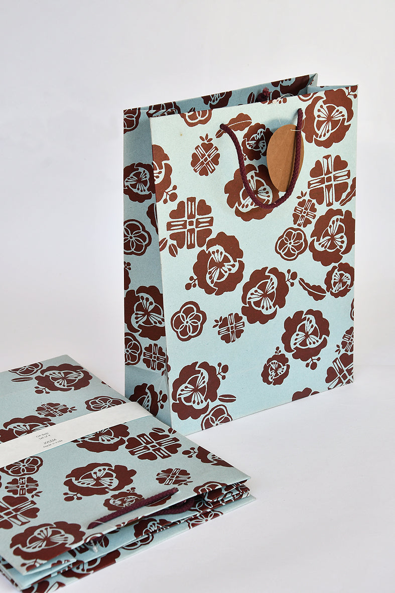 Brown Motifs On Baby Blue Large Handmade Paper Gift Bags Online