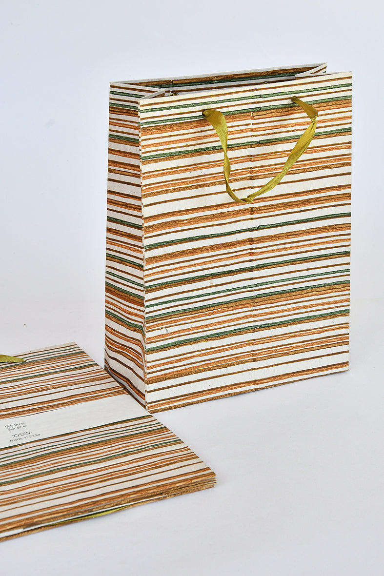 Oranges Rusts & Red Stripes Handmade Paper Gift Bag Online