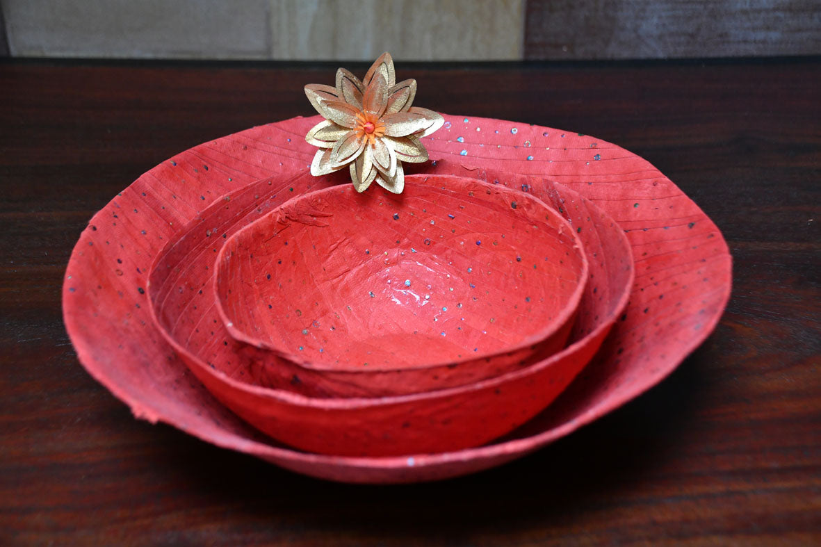 Handmade Red Dew Drop Paper Strip Bowl Online