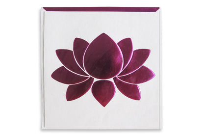 Lotus Foil Embossed Card & Envelope, Set of 6, 7x7