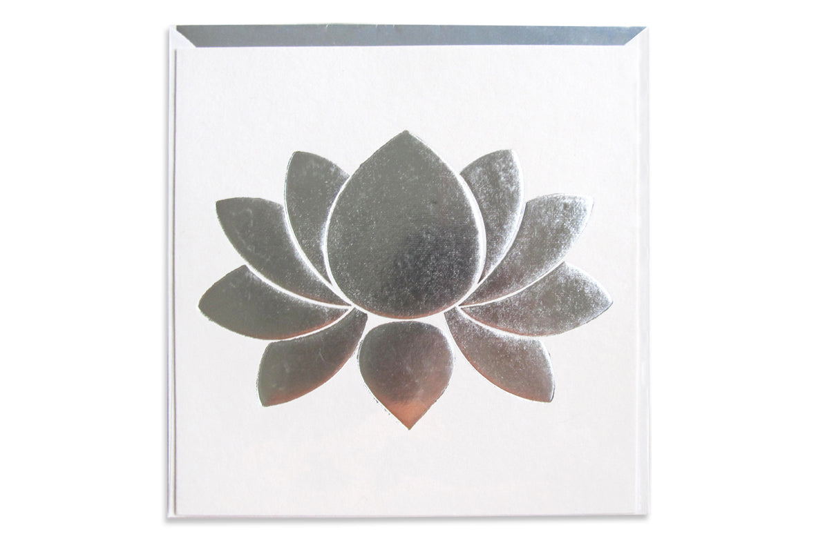 Lotus Foil Embossed Card & Envelope, Set of 6, 7x7