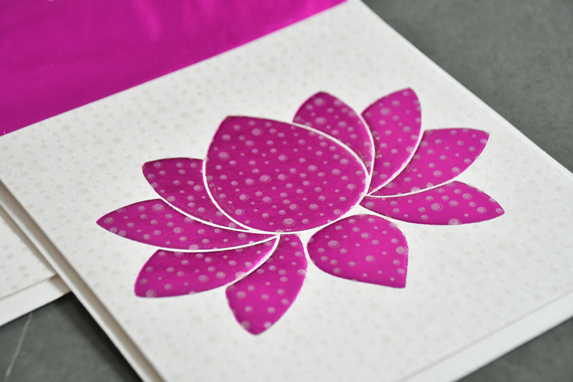 Lotus Foil Embossed & Overprinted Greeting Cards & Gift Envelopes 