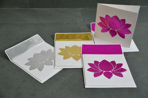 Lotus Foil Embossed & Overprinted Greeting Cards & Gift Envelopes 