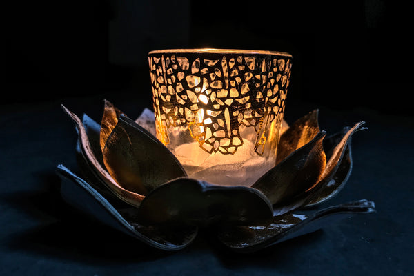 Lotus Petal Holder With Jali Tumbler Festive Tealights Online