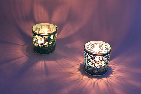 Handcrafted Paper Geometric Cutwork Covers With Tumbler Tealights