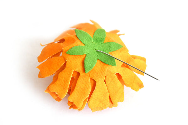 Paper flower ornament with pin, Set of 6