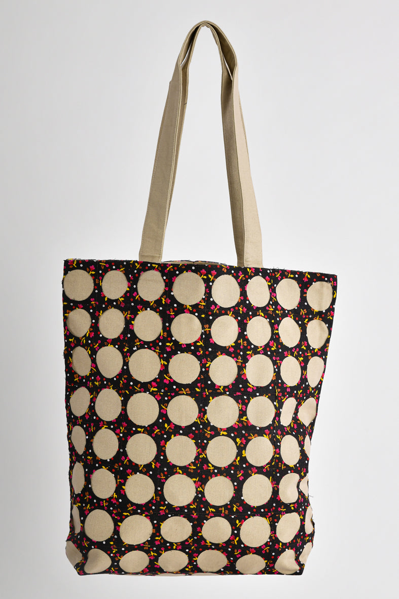 Chintz Rounds Sand Recycled Cotton Tote Bag Online 