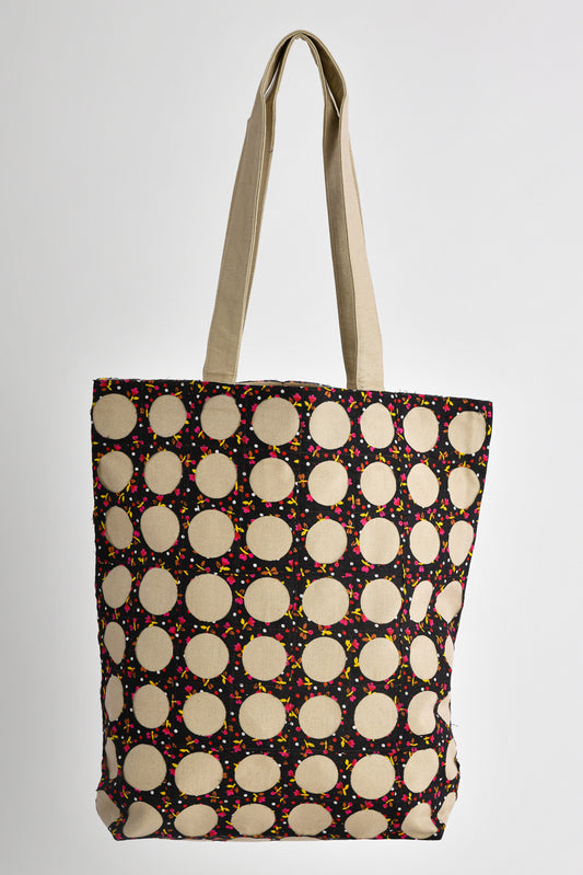 Chintz Rounds Sand Recycled Cotton Tote Bag Online 