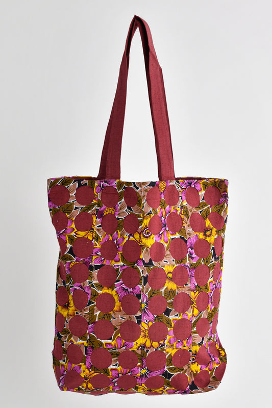 Chintz Rounds Pink Recycled Cotton Tote Bag Online 