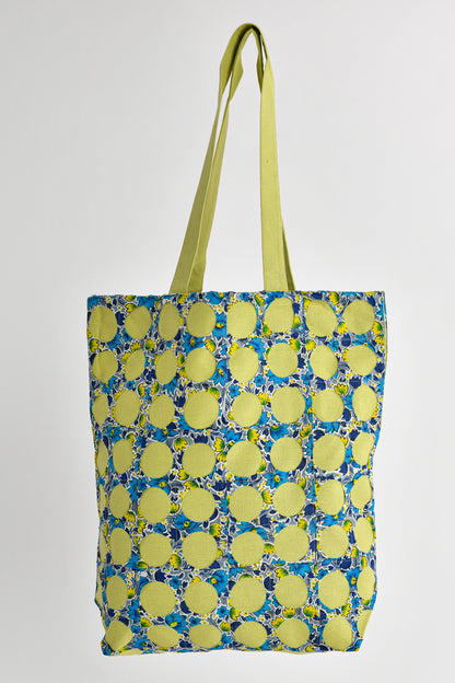 Chintz Rounds Green Cotton Tote Bag Online 